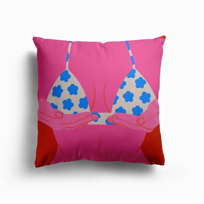 Check Yourself Canvas Cushion by Jodi Feddon