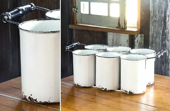 Chippy Paint Divided Enamel Caddy – Enamel Caddy – Decor Steals