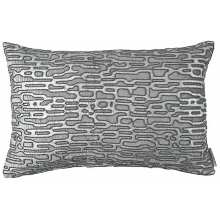 Christian Small Lumbar Pillow, Platinum with Silver Beads
