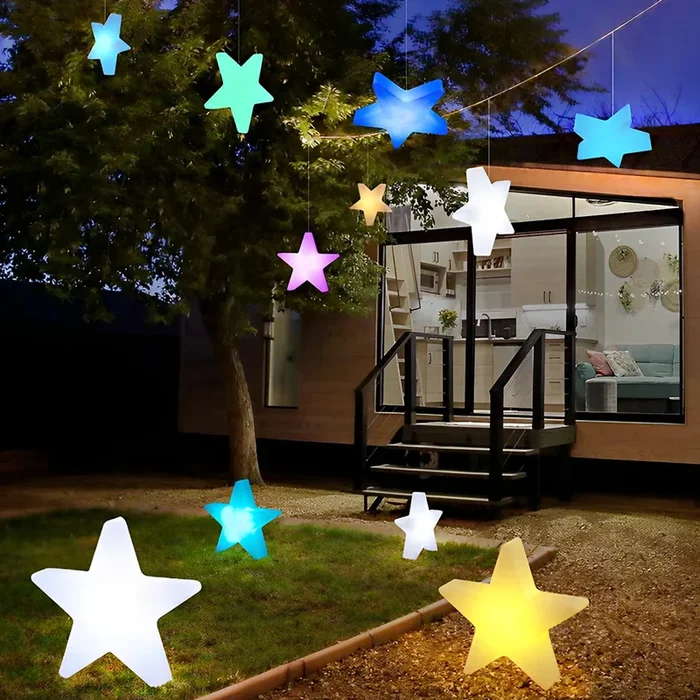 Colorful LED Stars USB Rechargeable 12V Modern Christmas Ornament Lights