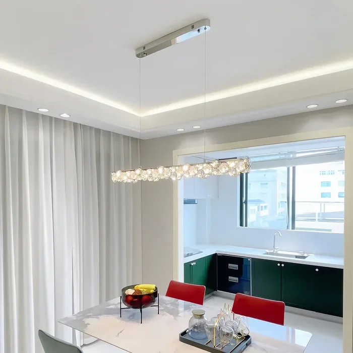 Contemporary Silver Pendant Light Crystal Design Chic Ceiling Light