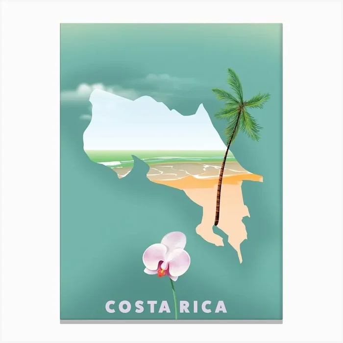Costa Rica Travel map Canvas Print by Nicks emporium