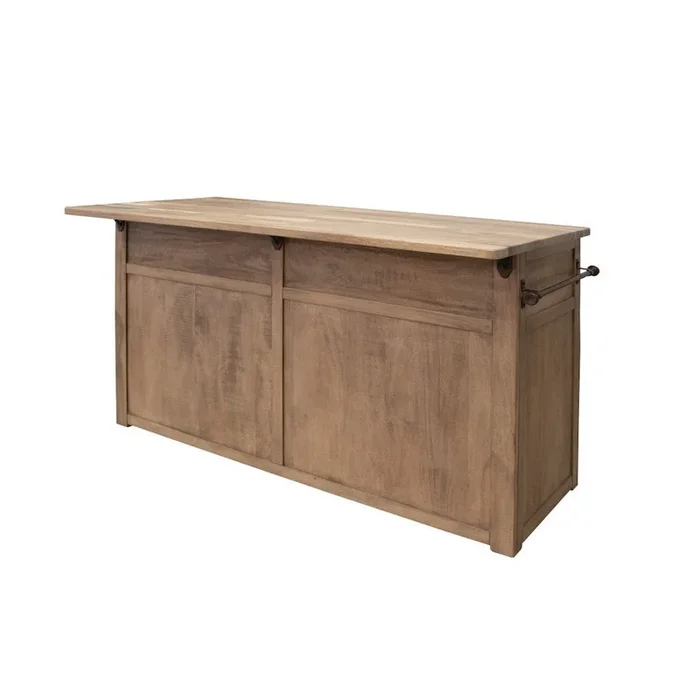 Crafters and Weavers Natural Parota Wood Kitchen Island with Overhang