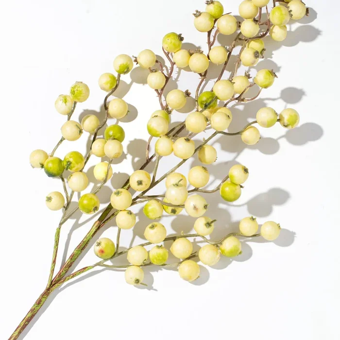 Cream & Green Faux Gooseberry Branch Spray – 28″