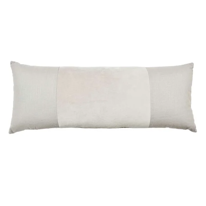 Crosby St. Grey Cotton Slub & Velvet Throw Pillow, 14×36