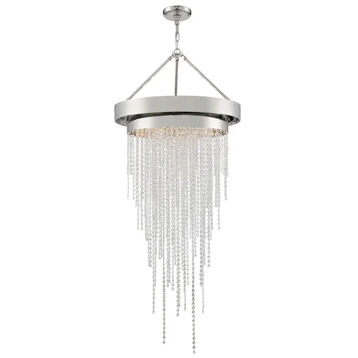 Crystorama – CLA-A3207-PN-CL-MWP – Six Light Chandelier – Clarksen – Polished Nickel – CLAA3207PNCLMWP