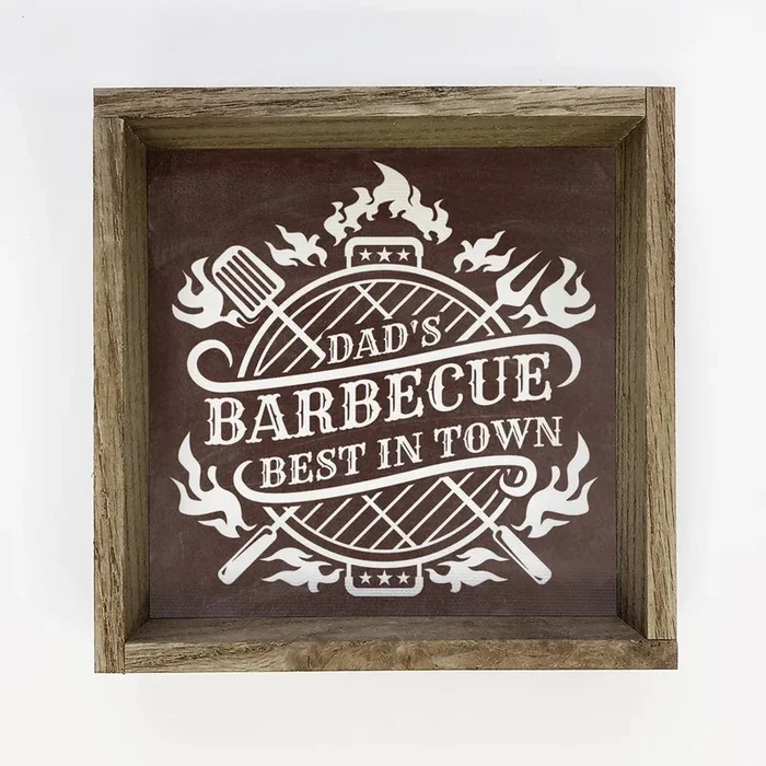 Dad’s Barbecue – Dad Word Art – Framed Patio Canvas Art