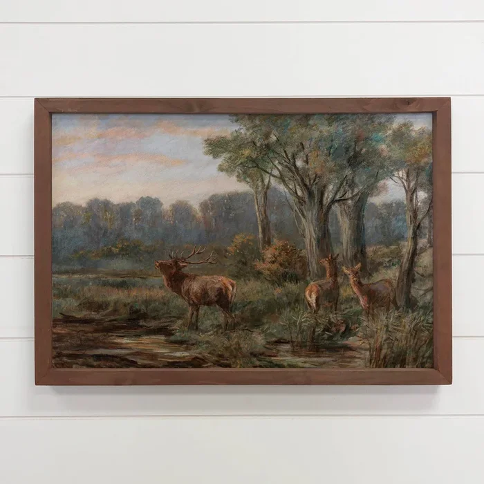 Deer in the Glade – Wildlife Canvas Art – Wood Framed Decor