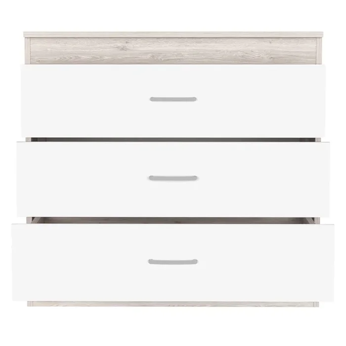 DEPOT E-SHOP Zurich Three Drawers Dresser, Metal Hardware, Superior Top