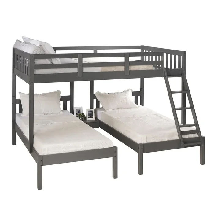 Donco Kids Full Over Double Twin Bed Loft Bunk In Dark Grey Finish