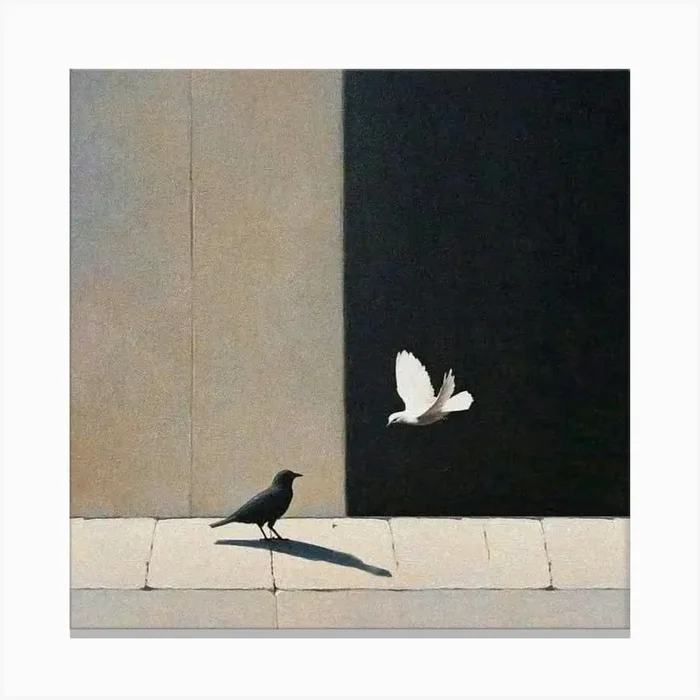 Dove And Blackbird Canvas Print by Nomi023