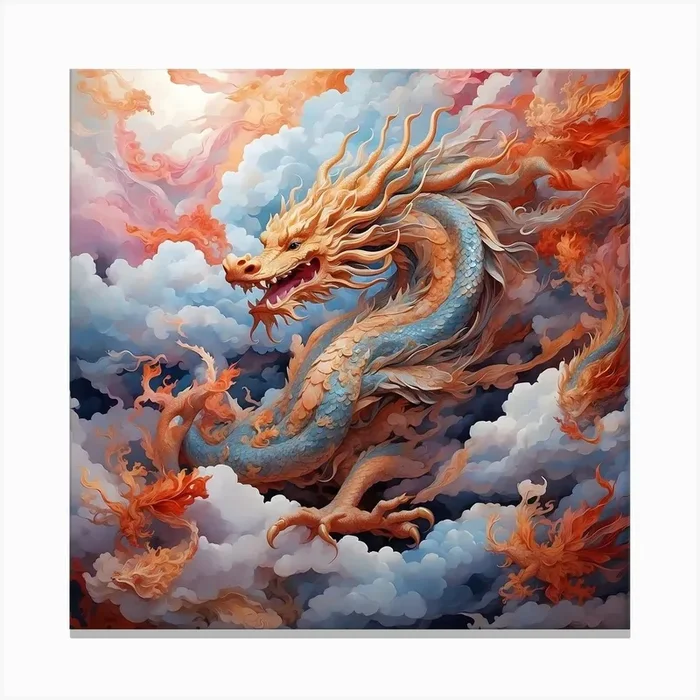 Dragon In The Clouds Canvas Print by Autumn Art