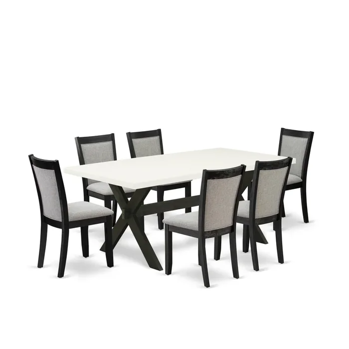 East West Furniture X627MZ606-7 7Pc Kitchen Set – Rectangular Table and 6 Parson Chairs – Multi-Color Color