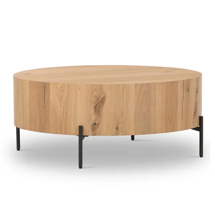 Eaton Drum Coffee Table, Light Oak Resin by Four Hands