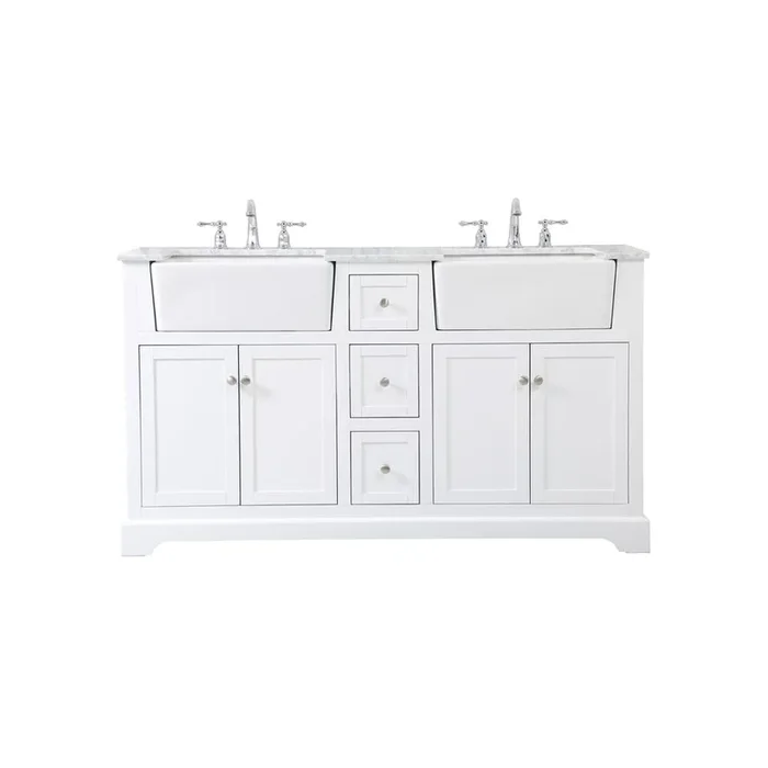 Elegant Kitchen and Bath 60 inch double bathroom vanity in white
