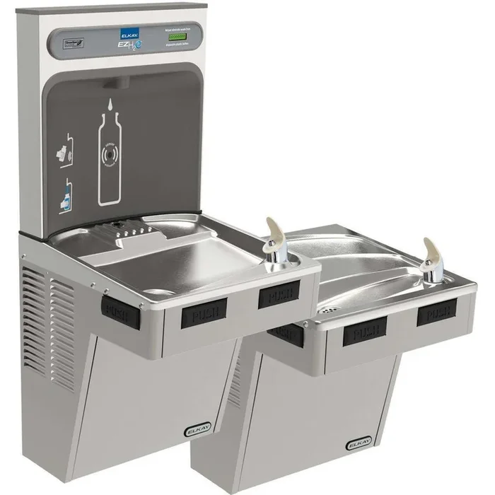 Elkay ezH2O Bottle Filling Station with Mechanically Activated, Bi-Level ADA Cooler Non-Filtered Refrigerated Light Gray EMABFTL8WSLK