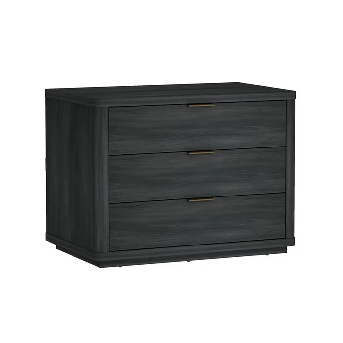Evelyn Wide 3-Drawer Nightstands in Dark Gray (Set of 2)