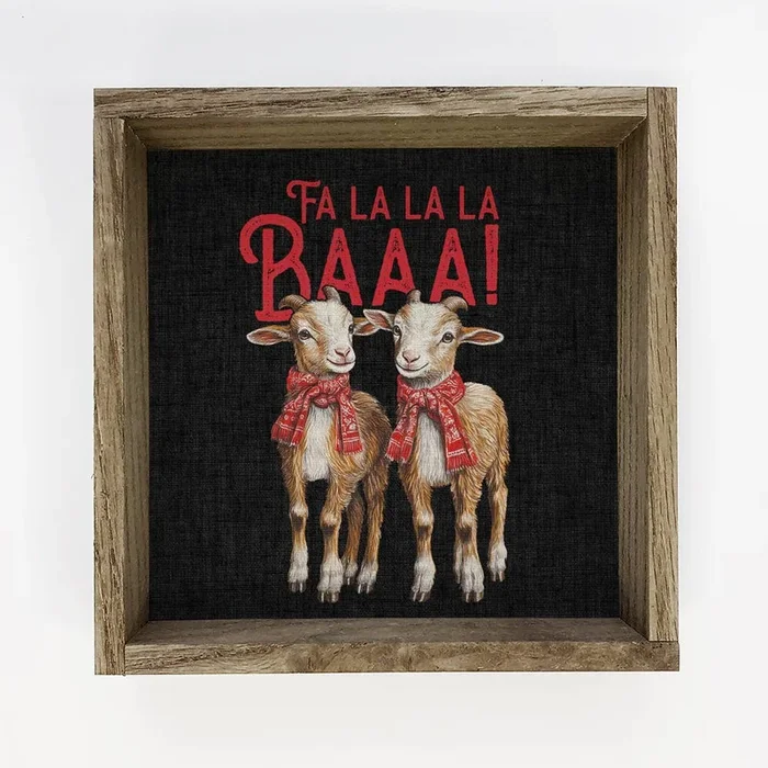 Fa La La La Baa Christmas Goats – Christmas Canvas Art