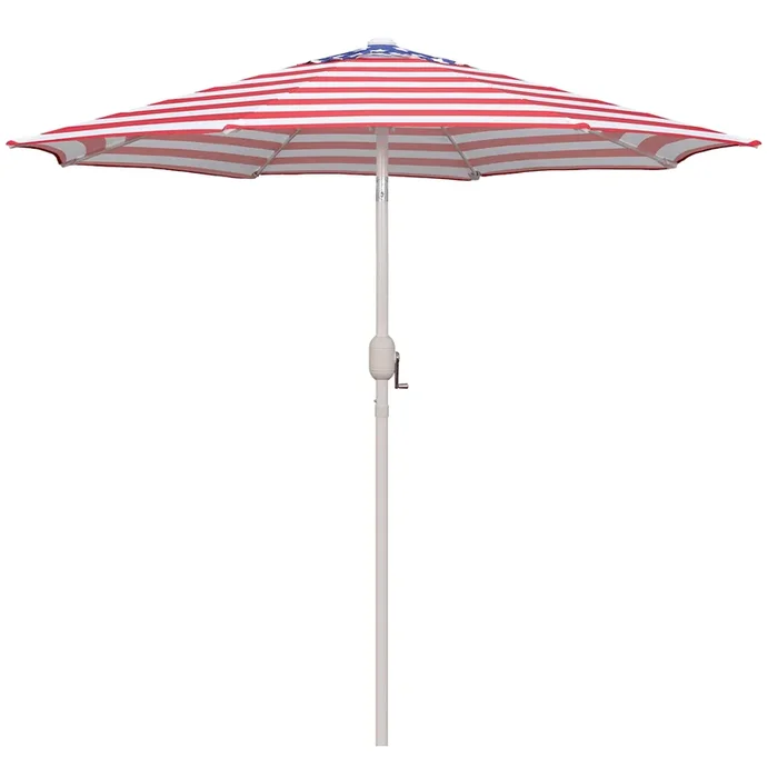 Flag Print Crank & Tilt Round Patio Umbrella, 7.5′