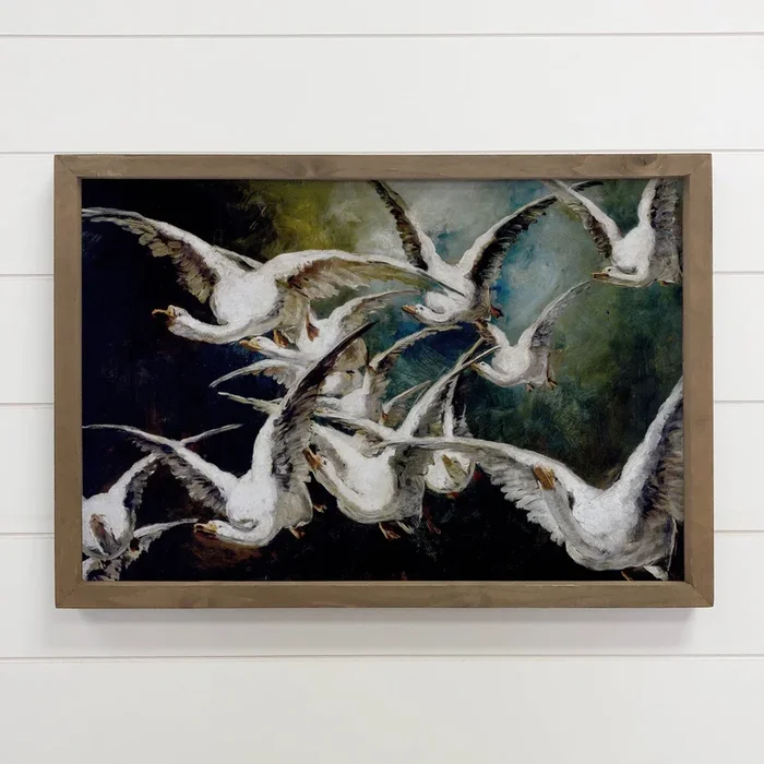 Flock of Geese – Bird Canvas Art – Wood Framed Nature Decor