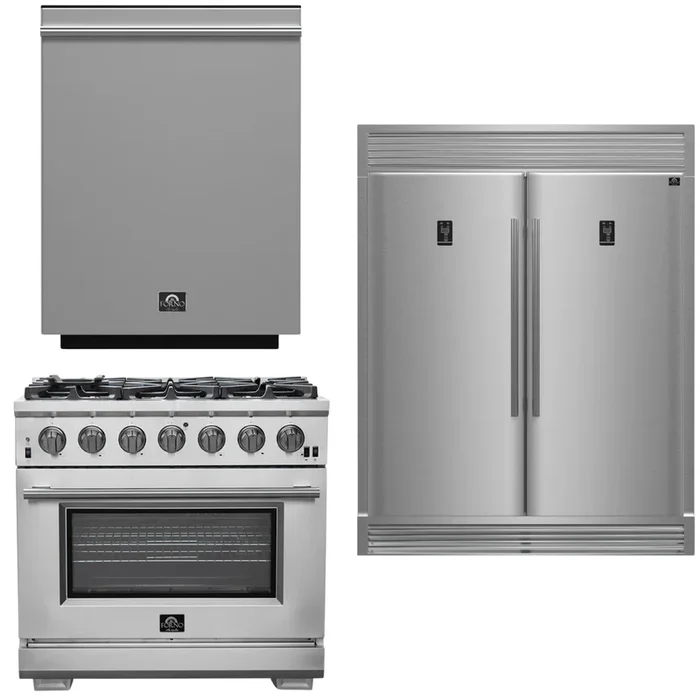 FORNO Appliance Package – 36 Inch Pro Gas Range, Dishwasher, Refrigerator, AP-FFSGS6260-36-5