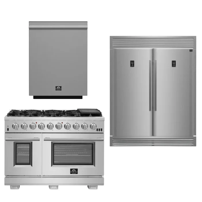 FORNO Appliance Package – 48 Inch Pro Gas Range, Dishwasher, 60 Inch Refrigerator, AP-FFSGS6260-48-5