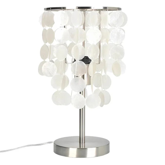 Found & Fable Silver Capiz & Metal Chandelier Table Lamp, 15″