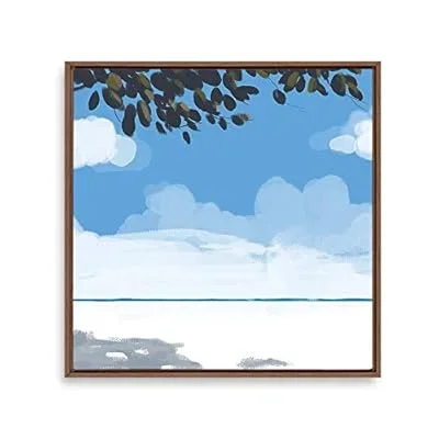 Framed Canvas Wall Art Blue Sky and Sea Canvas Prints Home Artwork Decoration for Living Room,Bedroom – 24×24 inches
