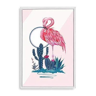 Framed Canvas Wall Art for Living Room, Bedroom Beautiful Flamigo Canvas Prints for Home Decoration Ready to Hanging – 16×24 inches