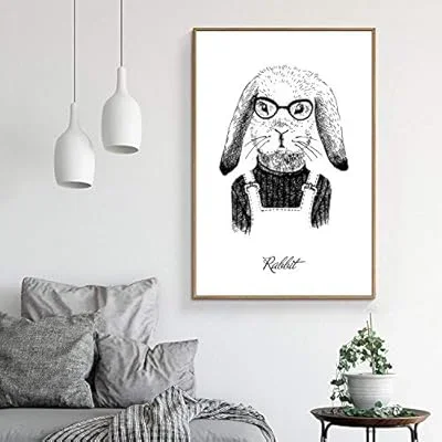 Framed Canvas Wall Art for Living Room, Bedroom Whimsical Animal Illustration XVI Canvas Prints for Home Decoration Ready to Hang – 24×36 inches