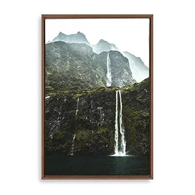 Framed Canvas Wall Art Waterfall Canvas Prints Home Artwork Decoration for Living Room,Bedroom – 16×24 inches