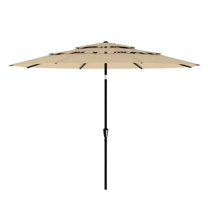 FUFU&GAGA 11FT 3-Tier Patio Umbrella – Navy Blue, Crank and Tilt, UV-Resistant Polyester, Heavy-Duty Steel Frame, Outdoor Sunshade (No Base, No Lights)