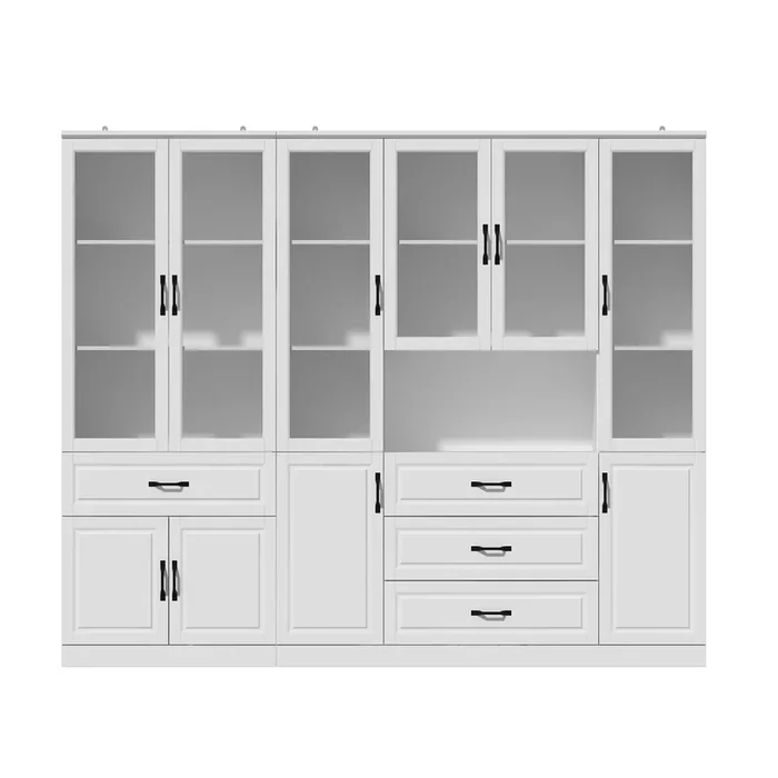 FUFU&GAGA Traditional White Display Cabinet with Glass Doors – Ample Storage & Elegant Design for Your Cherished Collection, (94.5″ L x 15.7″ W x 78.7″ H),White