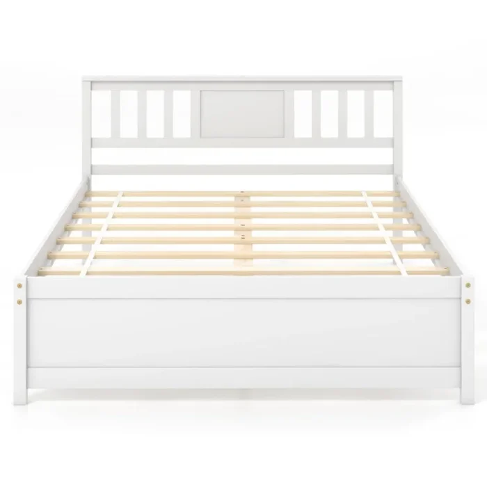 Full Size Wooden Platform Bed with Headboard and Wood Slat Support for Sturdy Foundation