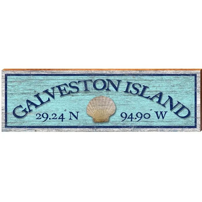 Galveston Island, Texas Wooden Sign | Wall Art Print on Real Wood
