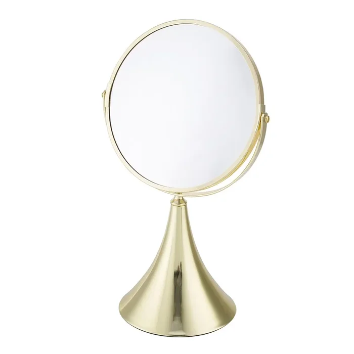 Gold Round 1X & 3X Table Mirror, 14.1″