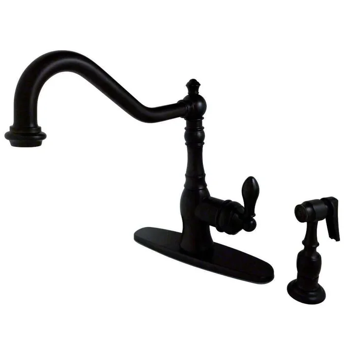 Gourmetier GSY7705ACLBS American Classic Single-Handle Kitchen Faucet with Brass Sprayer, Oil Rubbed Bronze