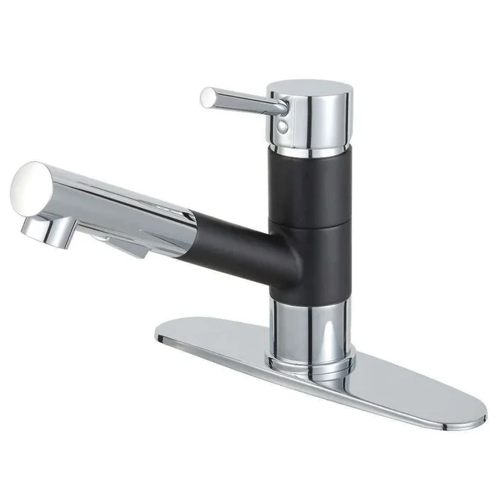 Gourmetier LS8407DL Concord Single-Handle Pull-Out Kitchen Faucet, Matte Black/Polished Chrome