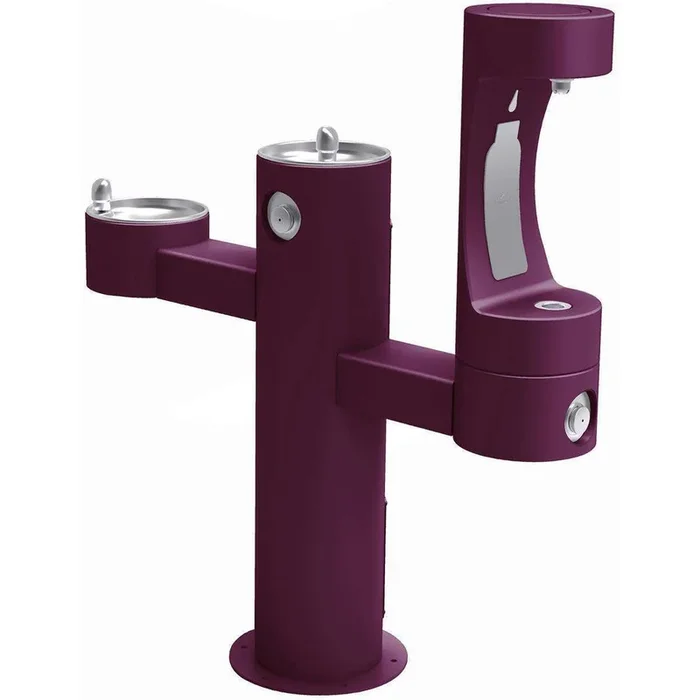 Halsey Taylor Endura II Outdoor HydroBoost Lower Bottle Filling Station, Tri-Level Pedestal Non-Filtered Non-Refrigerated, Purple 4430BF1LPUR