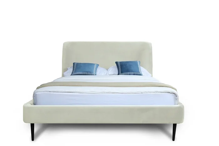 Heather Full Bed in Cream with Black Legs