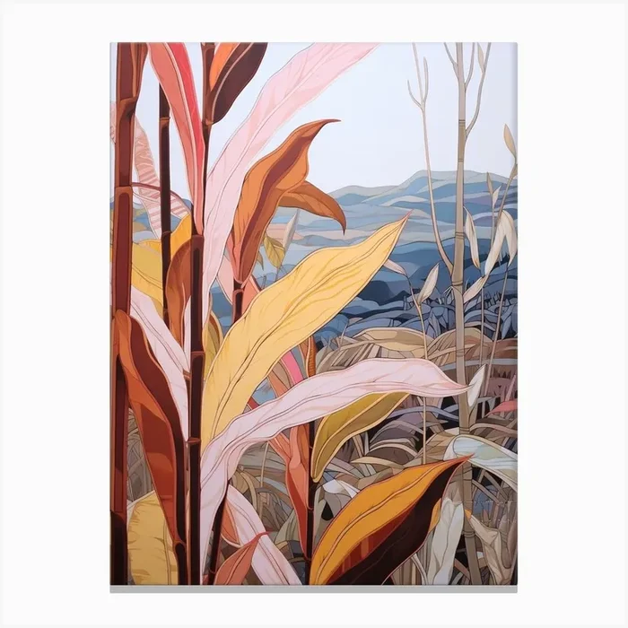 Heliconia 4 Flower Painting Canvas Print by Botanic Studio