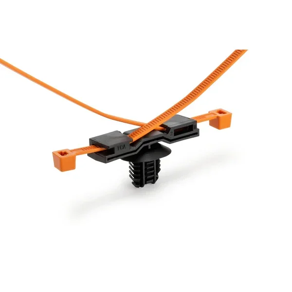 HellermannTyton 2-Piece Cable Tie/Fir Tree 8 Inch Long 6.2-13.0 Mm Hole Diameter PA66HIRHSUV Black/Orange 500 Per Carton (156-04067)