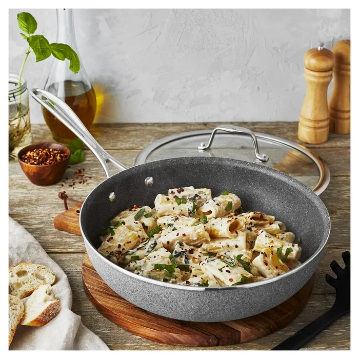 Henckels 11″ Aluminum Non-Stick Perfect Pan with Lid, Capri Granitium Series