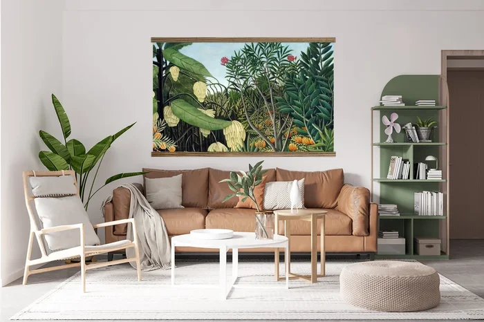 Henri Rousseau Jungle Plants Wall Hanging – Large Framed Canvas Print