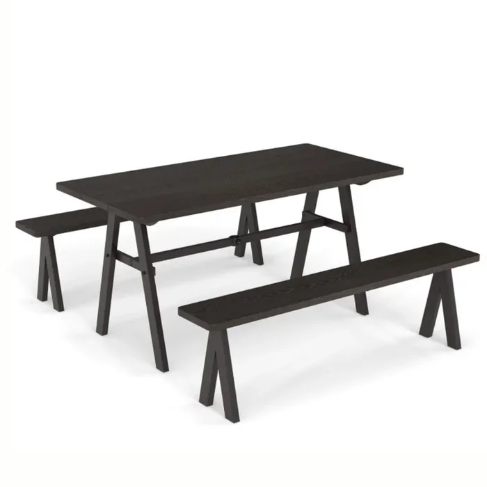 Hivvago 3 Pieces Outdoor Picnic Table and Benches Set for 6 People