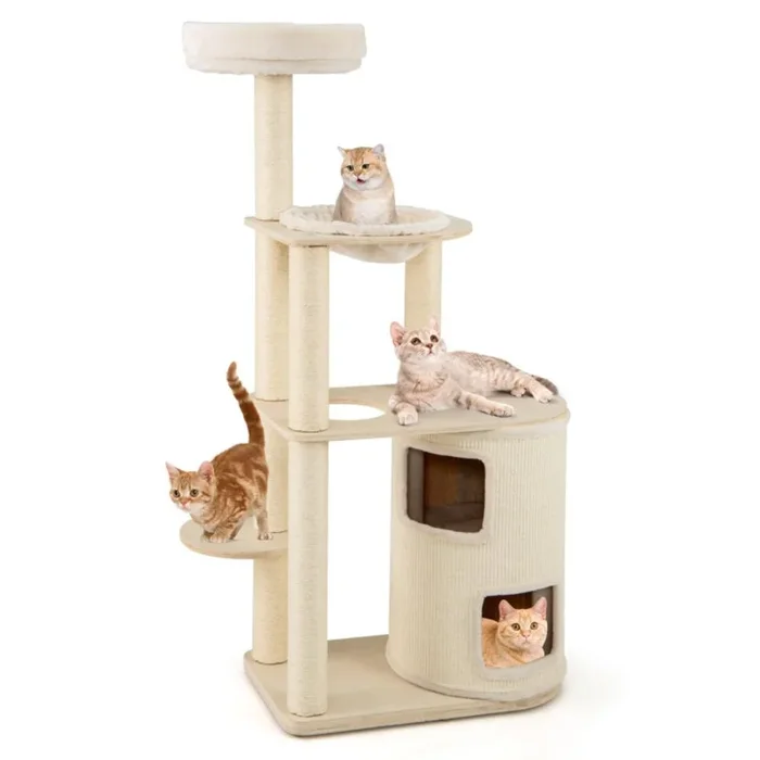 Hivvago 60 Inches Tall Cat Tree with 2-Story Condo and Sisal Scratching Posts