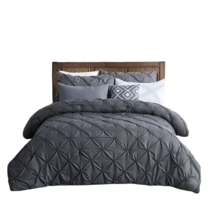 Hivvago All Season Pleated Hypoallergenic Microfiber Reversible 3 Piece Comforter Set