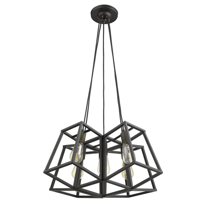 Hivvago Bronze Lantern Five Light Metal Dimmable Chandelier