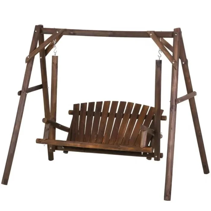 Hivvago FarmHouse Log A-Frame 2-Seat Wooden Swing Bench