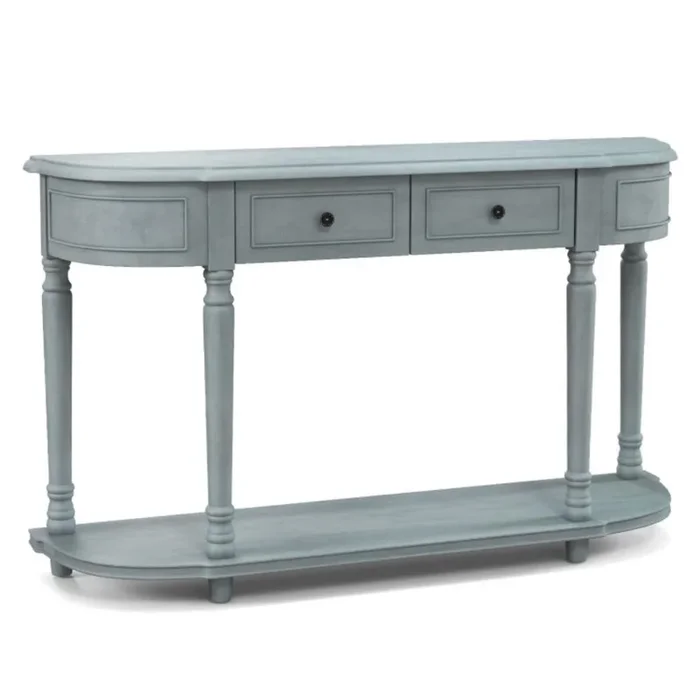 Hivvago Retro Console Table with 2 Drawers and Open Shelf Entryway Sofa Table
